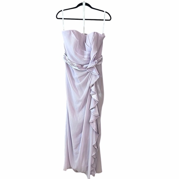 David's Bridal Dresses & Skirts - David’s Bridal | Strapless Crinkle Chiffon Gown Evening Dress - Size 14 - NWT